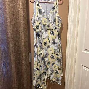 Cleo Asymmetrical Dress with Yellow and Gray Design